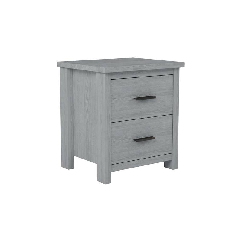 Wooden Nightstand with two Drawer, Large Storage Space