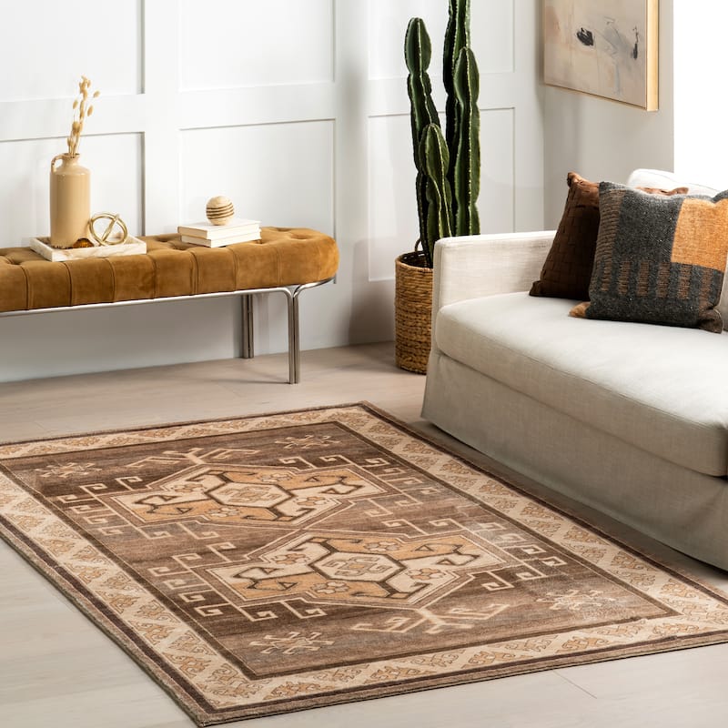 Nuloom Peony Traditional Medallion Machine Washable Area Rug