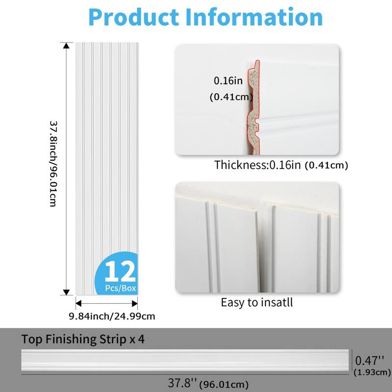 Art3d Decorative PS Wall Panel Kit with Trim, 12 Panels & 4 Edge Strips - N/A