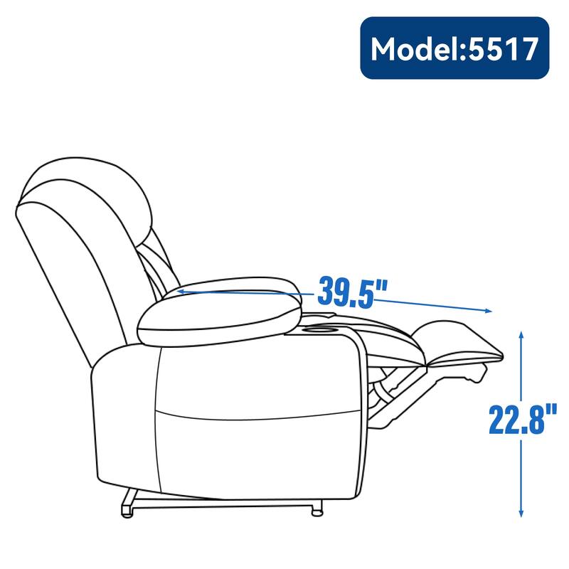 Electric Lift Recliner with Targeted Massage, Lumbar Heating, Dual USB Charging, and Stainless Steel Cup Holders