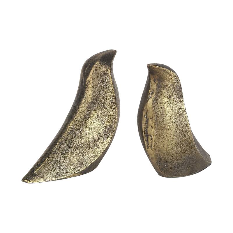 HomeRoots Set of Two 3" Gold Metal Bird Decorative Bookends - 2.7559" H x 3.7402" W x 14.5669" D