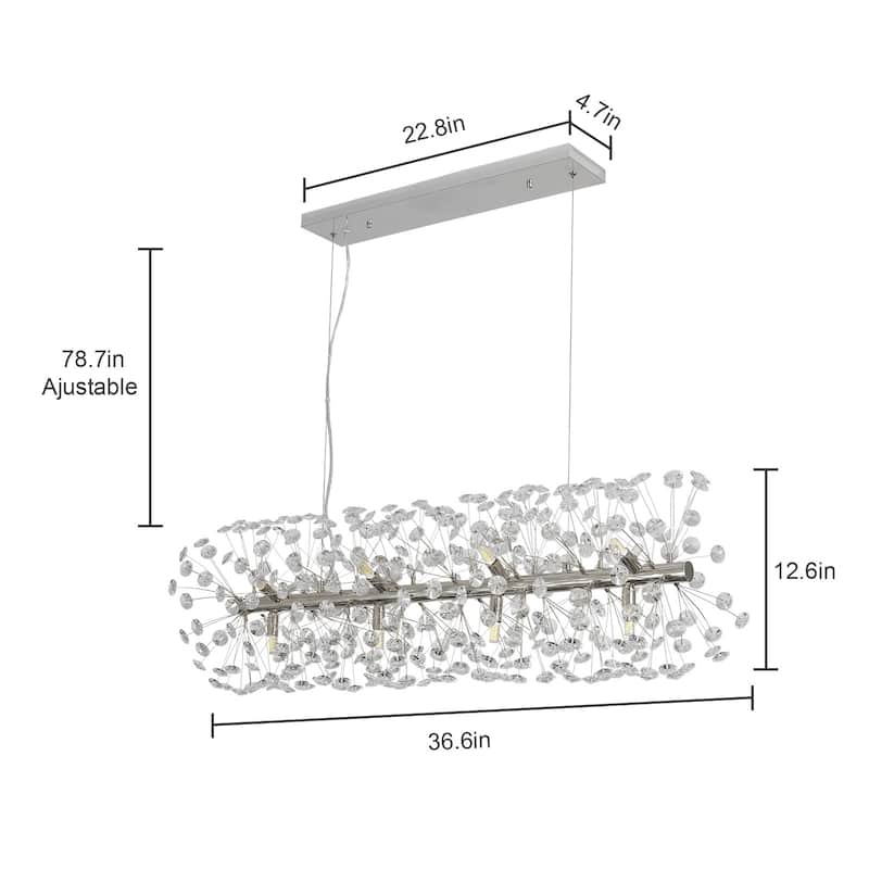 12-Light Luxury Crystal Dandelion Chandelier for Living Room, Kitchen, Dining Room - 36.6