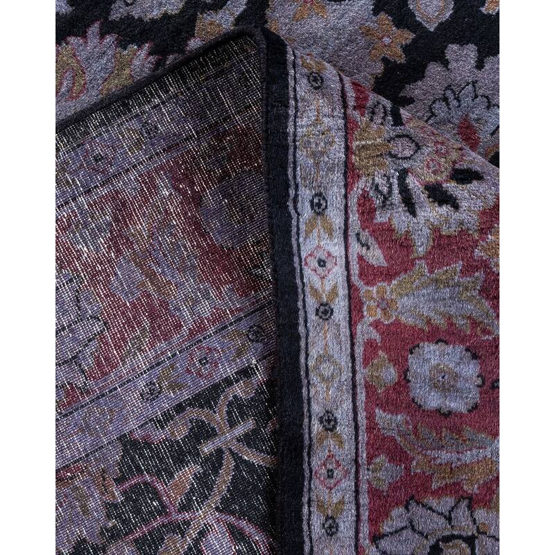Overton Hand Knotted Wool Vintage Inspired Modern Contemporary Overdyed Black Area Rug - 4' 0" x 6' 5"