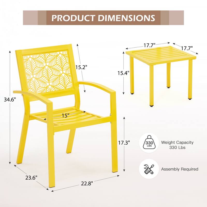 Outdoor 3-Piece Bistro Set, Foldable Patio Dining Sets, Rust-Resistant, Lightweight, Easy to Clean, for Balcony, Garden, Pool