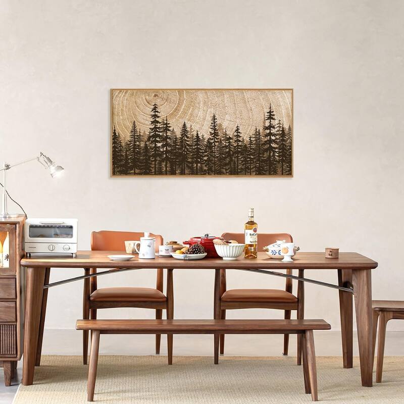 Natural Woodland Landscape Wall Decor, Large Retro Forest Painting