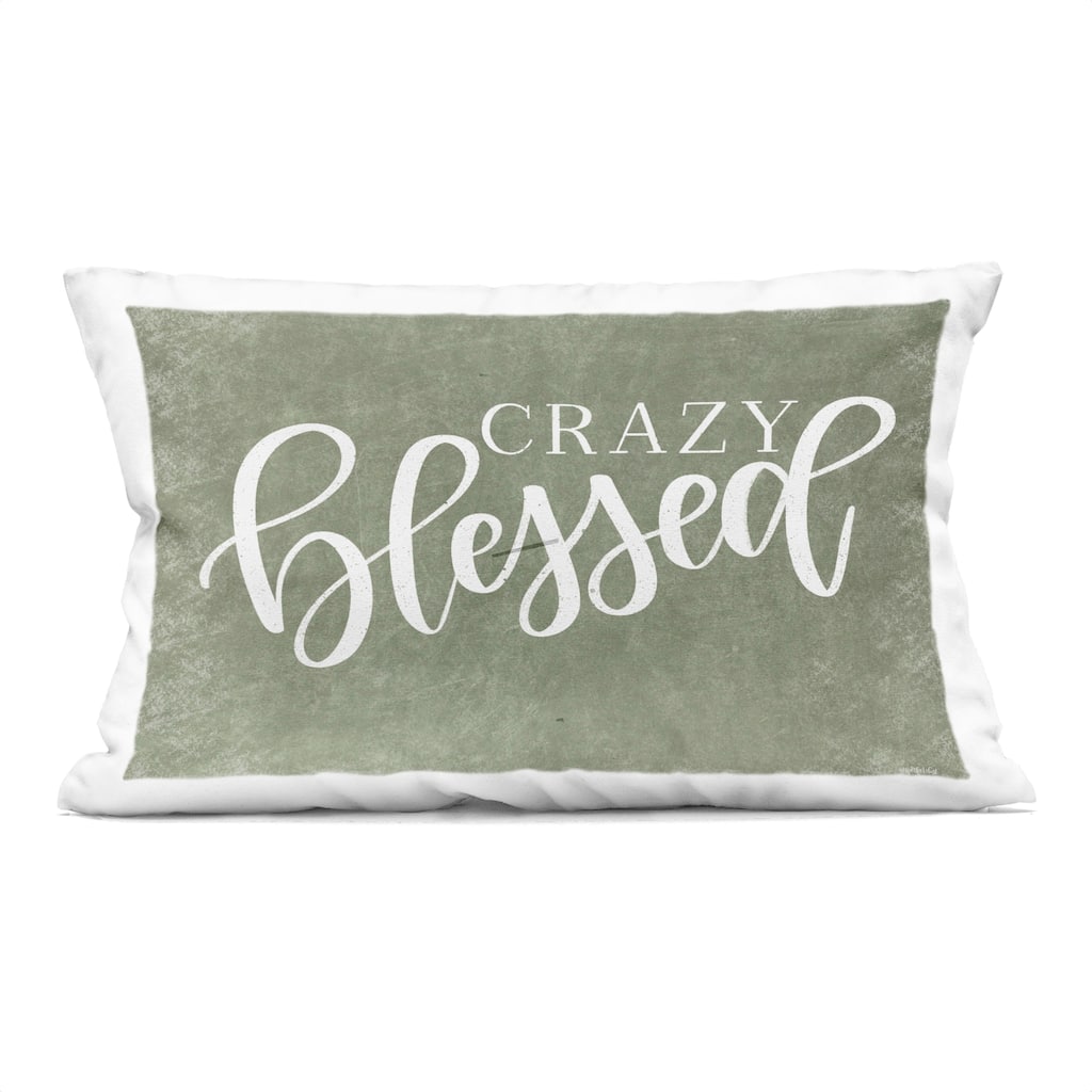 Stupell Crazy Blessed on Green Decorative Printed Throw Pillow Design by Imperfect Dust