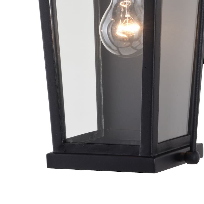 Lexington Aluminum Black Motion Sensor Dusk to Dawn Outdoor Wall Light Clear Glass