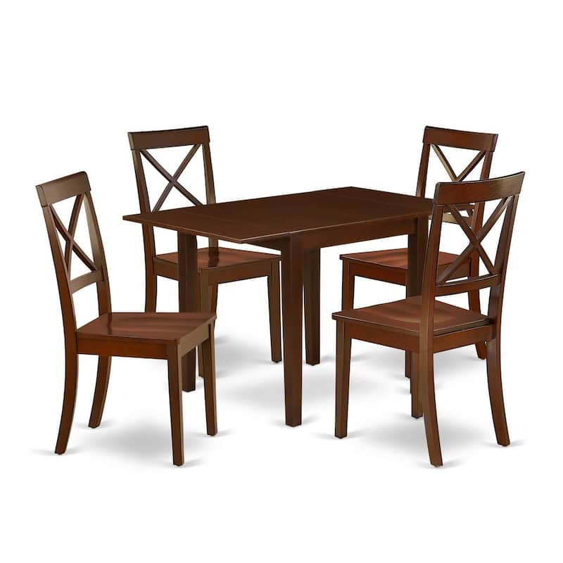 HomeStock 5-Pc Mahogany Finish Solid Wood Top - Dining Room Set - Seats 4