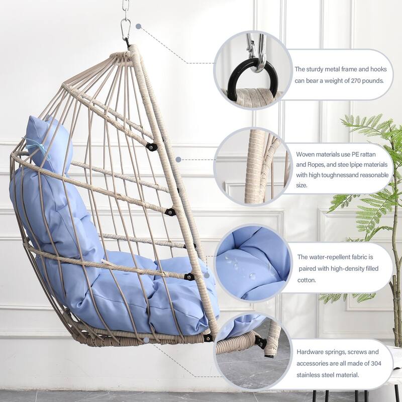 Hanging Garden Rattan Egg Swing Chair chair for Patio,Bedroom,Balcony