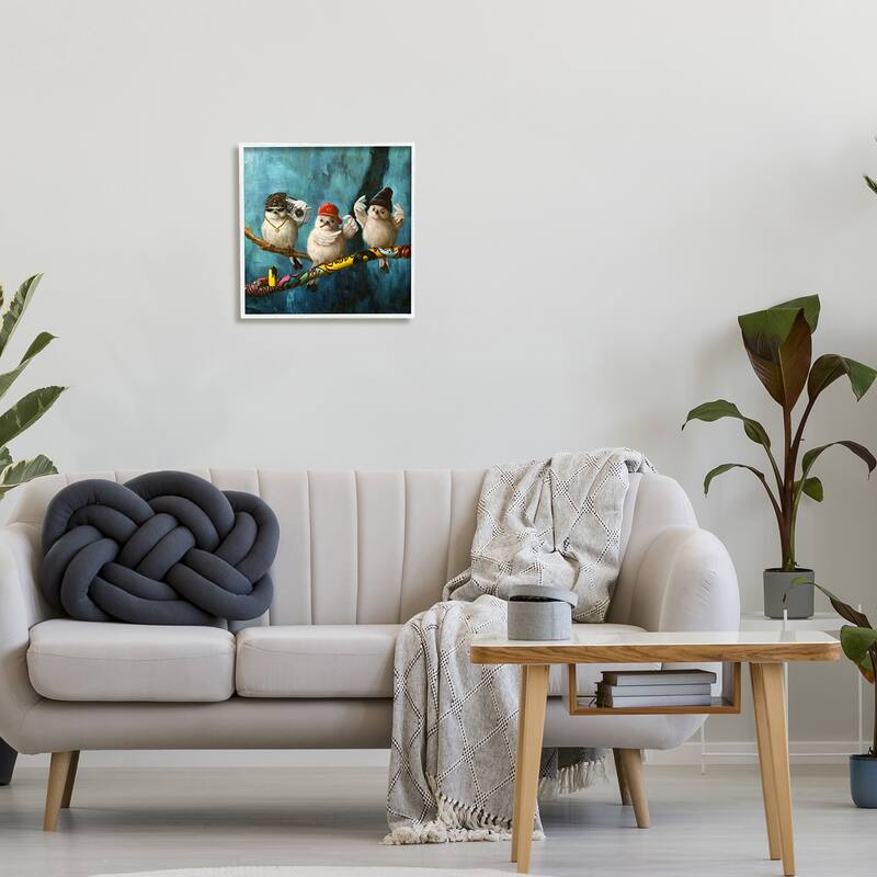 Stupell Hip Hop Bird Trio Urban Graffiti Tree Boombox Framed Wall Art, Design by Lucia Heffernan - Blue