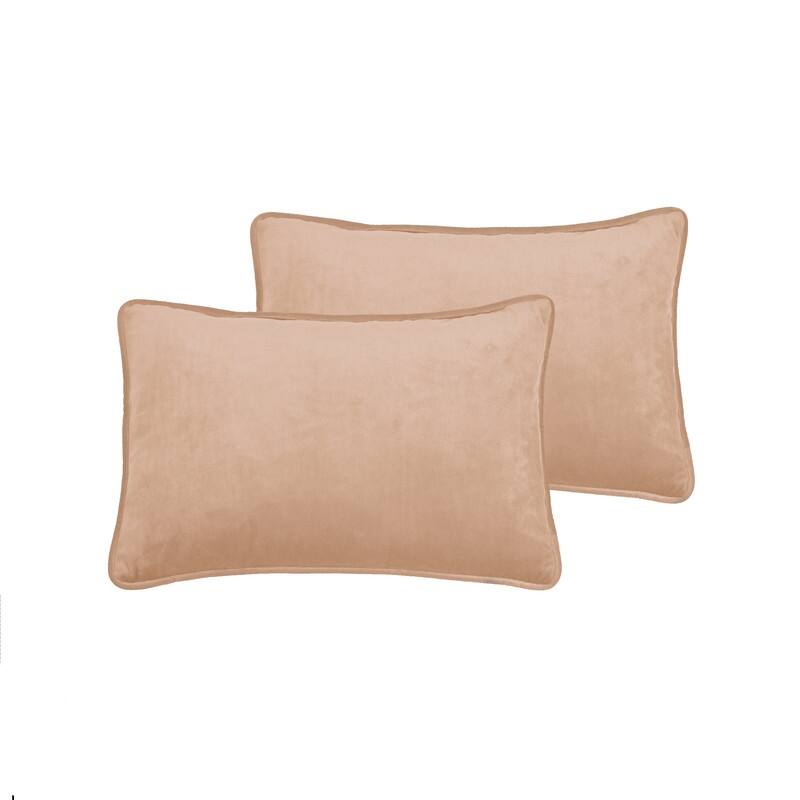 Sherry Kline Glendon Velvet Corded Edge pillow, zippered with Polyester Insert (Set of 2) - Nomad Taupe