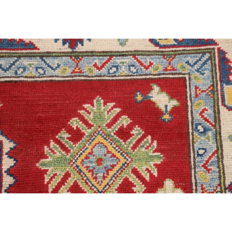 Traditional Red Kazak Oriental Area Rug Hand-Knotted Wool Carpet - 5'1" x 6'9"