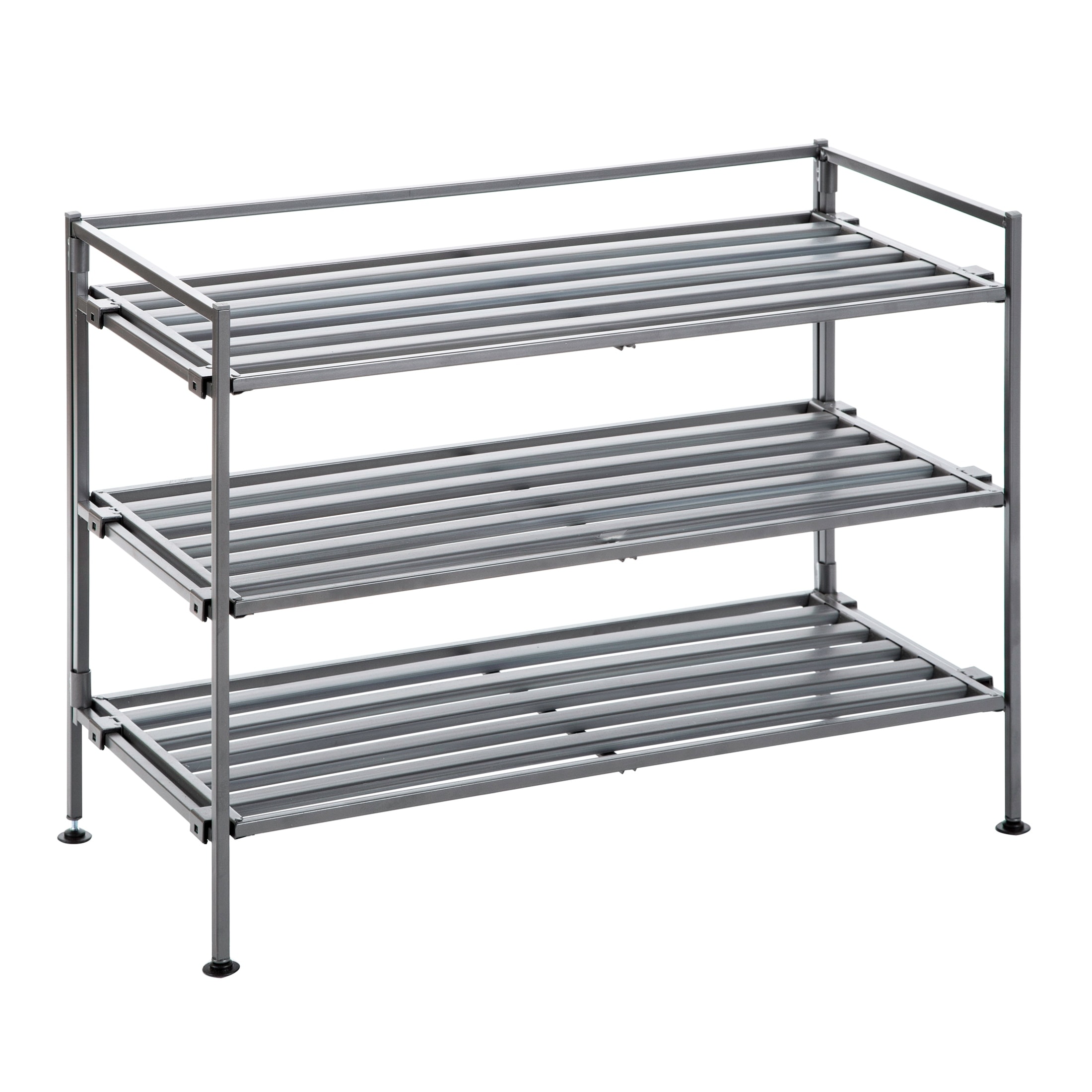 Seville Classics 3 Tier Stackable 9 Pair Resin Slat Shoe Rack