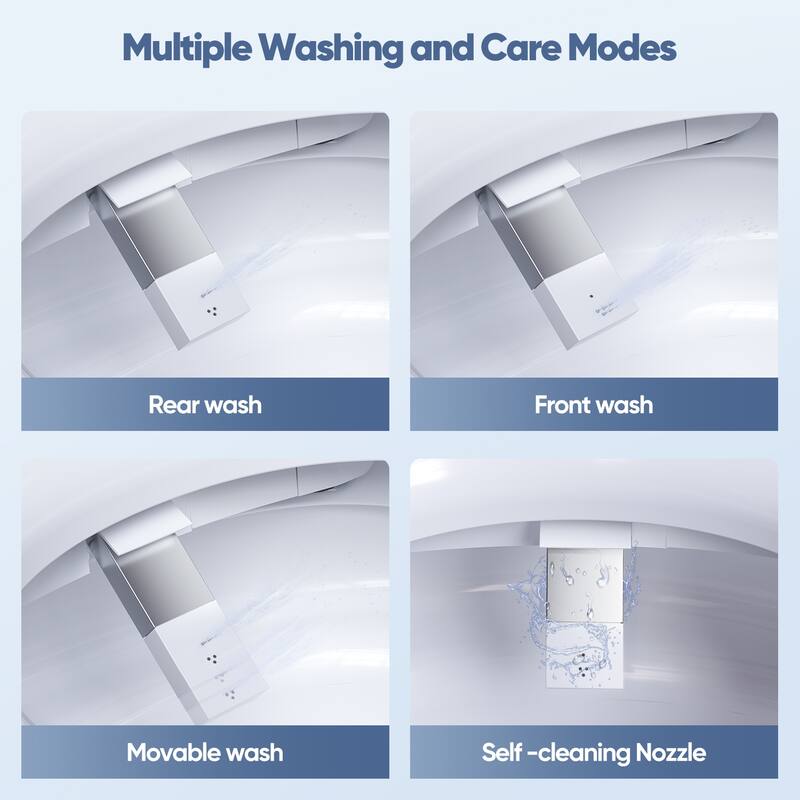 HOROW Elongated Smart Toilet Bidet Heated Seat Auto Flush Remote White - N/A