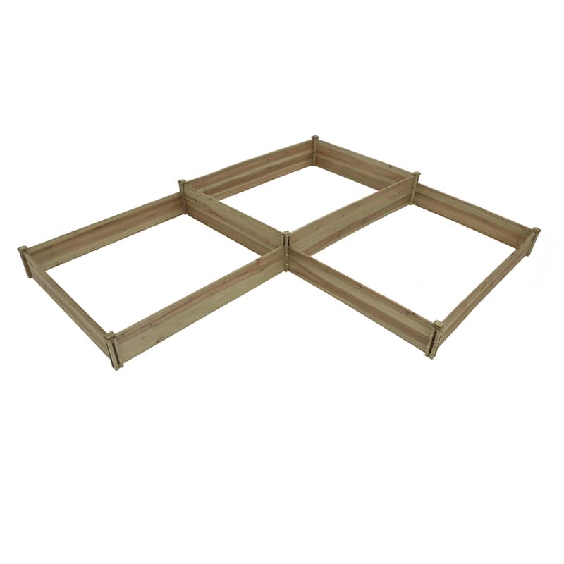 Brown Wood 3-Section L-Shaped Raised Garden Bed