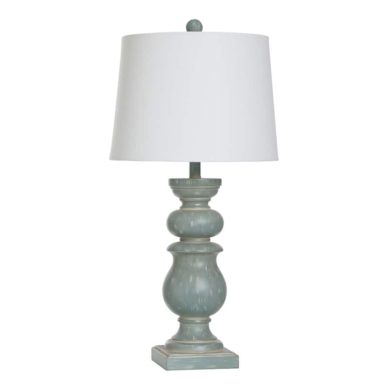 Darcy Polyresin Table Lamp - Linen Shade - Blue-Green