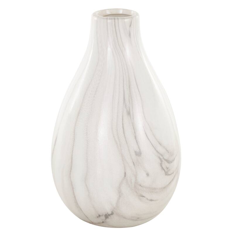 White, Gray, Cream or Black Ceramic Marble Inspired Vase with Varying Shapes (Set of 3)