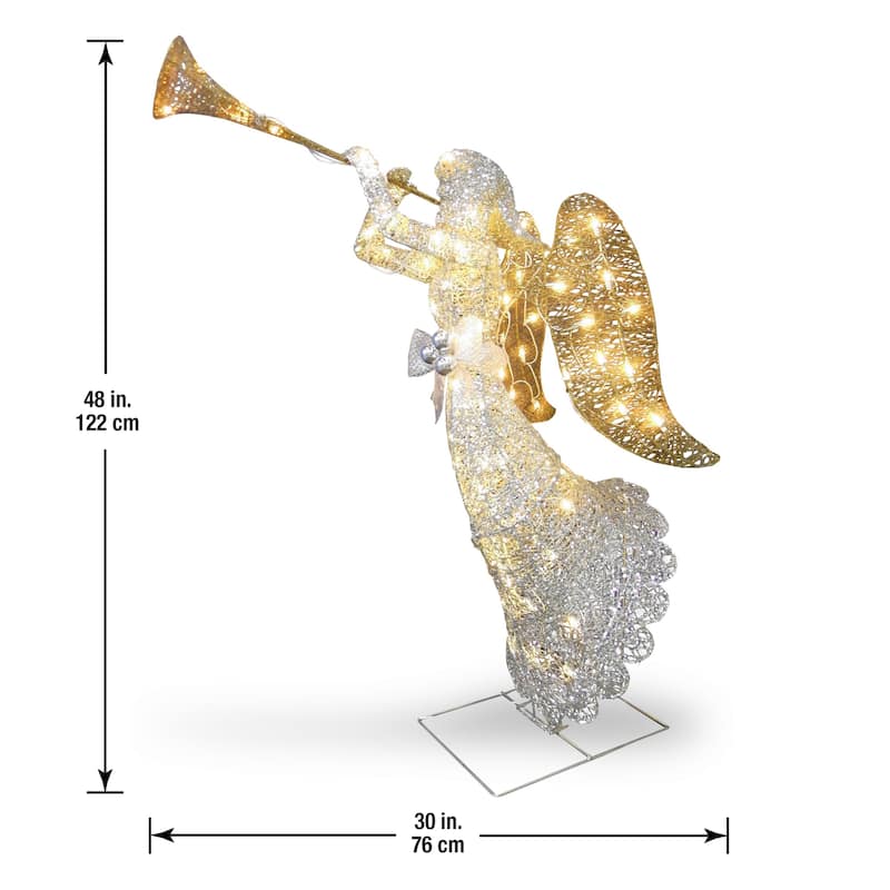 National Tree Company 4 ft. Prelit Christmas Angel Decoration - Silver - 4 ft