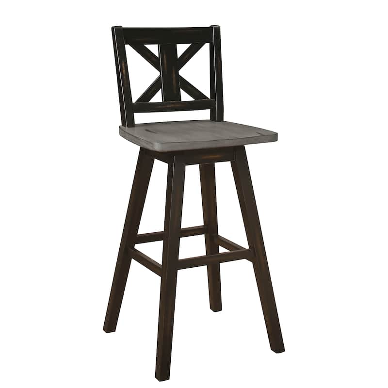 2-Piece Pub Height Swivel Chair Set - Distressed Gray & Black with X-Back