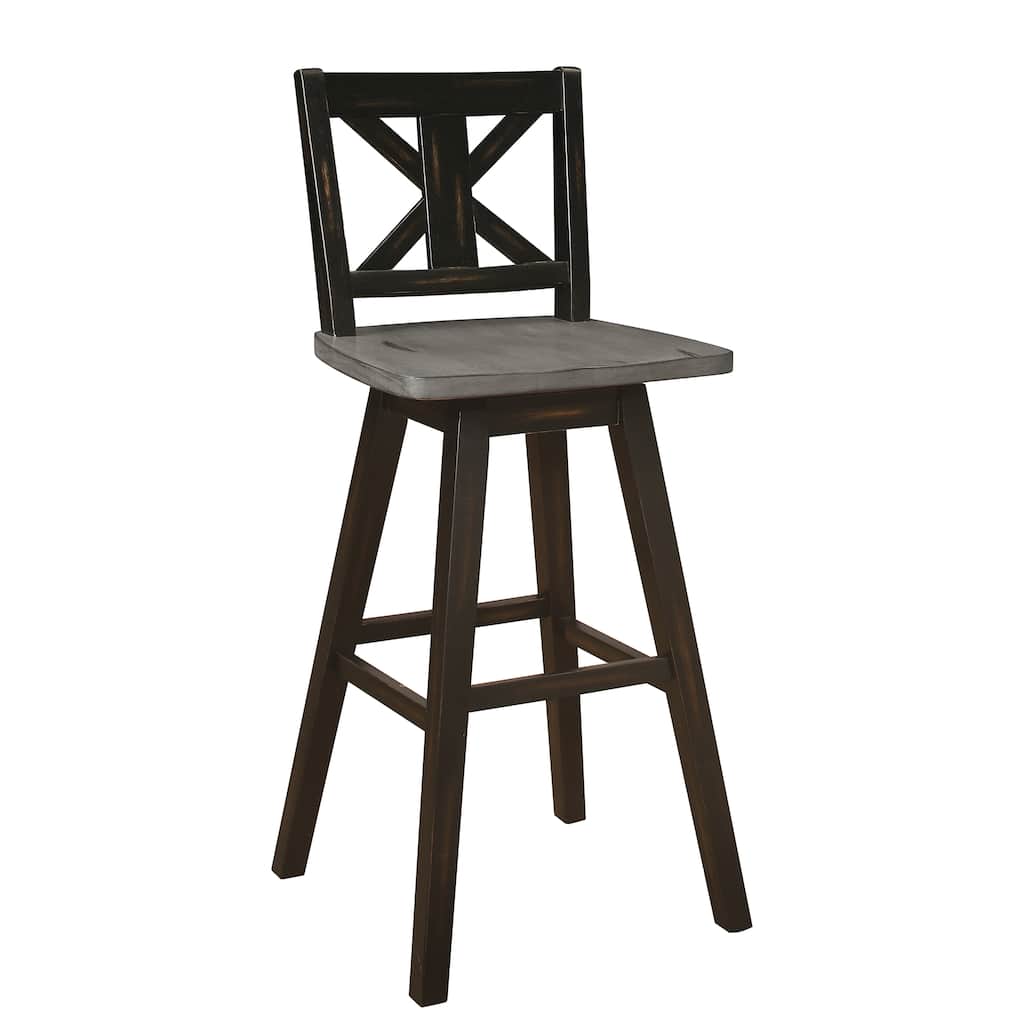 2-Piece Pub Height Swivel Chair Set - Distressed Gray & Black with X-Back