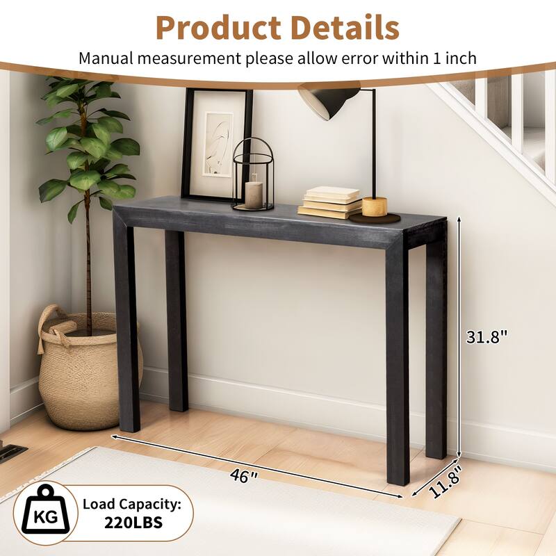 Pinewood Entryway Table Console with Sturdy Surface 220 lbs - 46.1 x 11.8 x 31.9 in