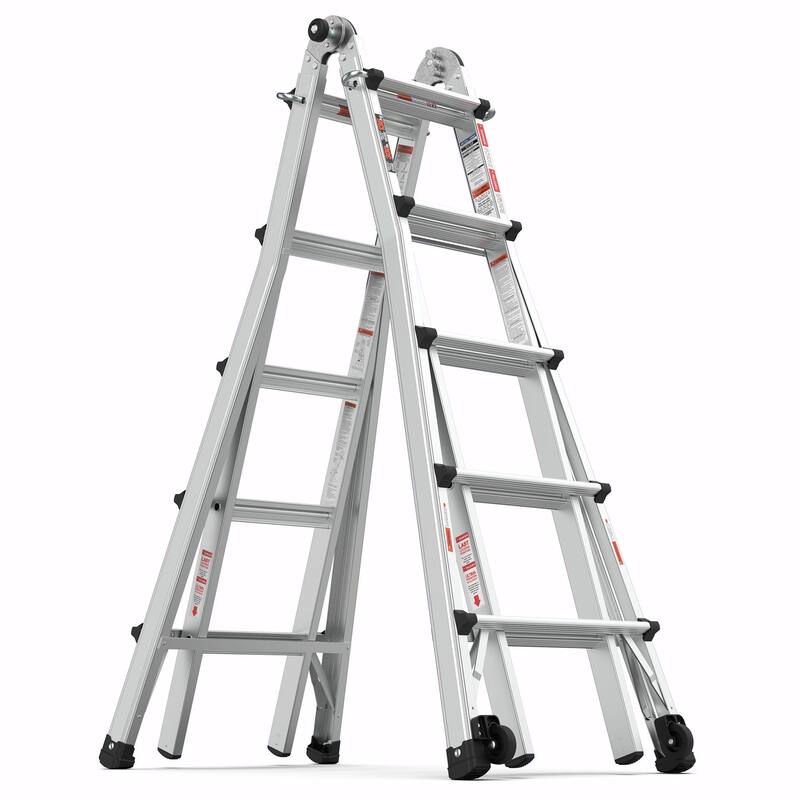 22 FT Aluminum Multi-Position Ladder with Wheels