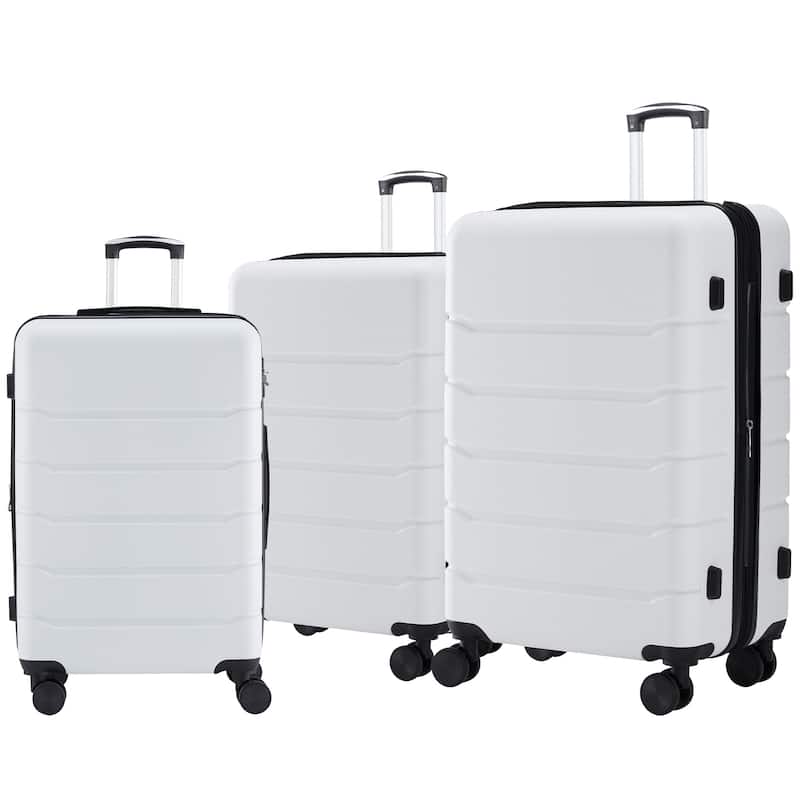 Hard Shell ABS, Double Spinner Wheels Lightweight Suitcase TSA Lock - White