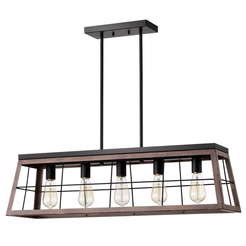5-light Ancient Wood Linear Island Fixture