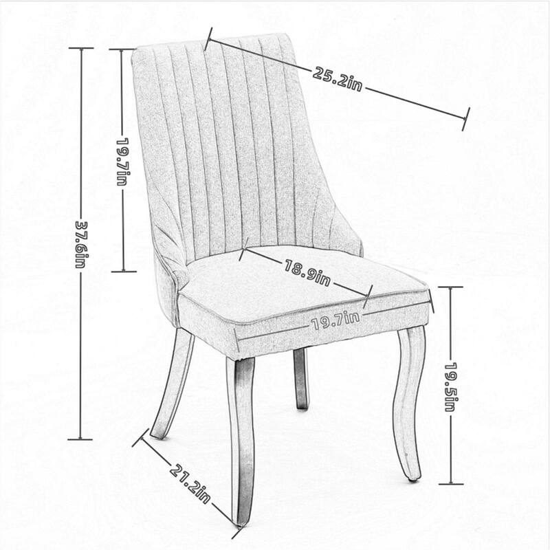 Set of 2 Fabric Upholstered Kitchen Dining Chairs with Solid Wood Legs