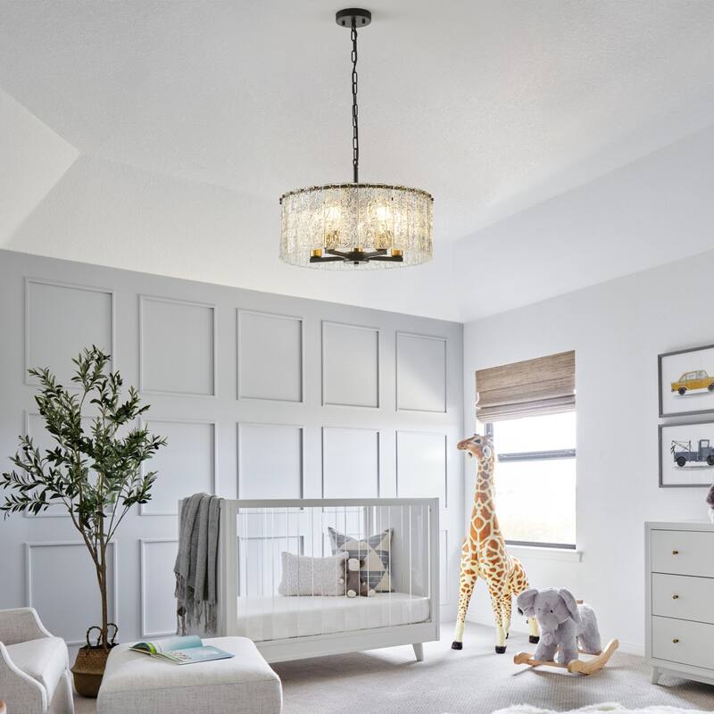 5-Light Modern Candlestick Hanging Linear Chandelier Lighting with Glass Sheet for Kitchen Island