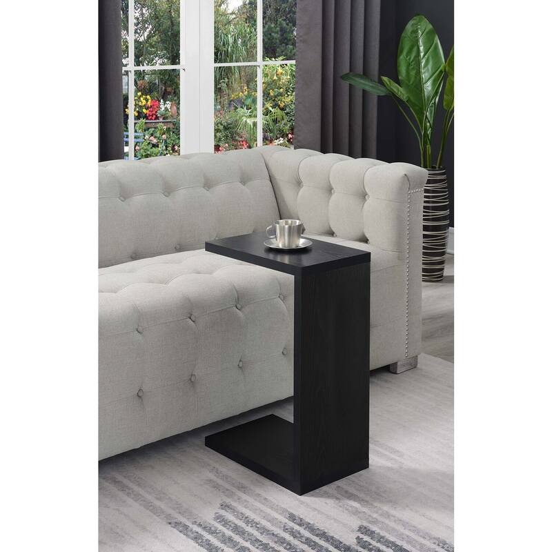 Practical C End Table with Minimalist Frame, Durable Woodgrain Top and Compact Sofa Side or Chairside Placement - 18