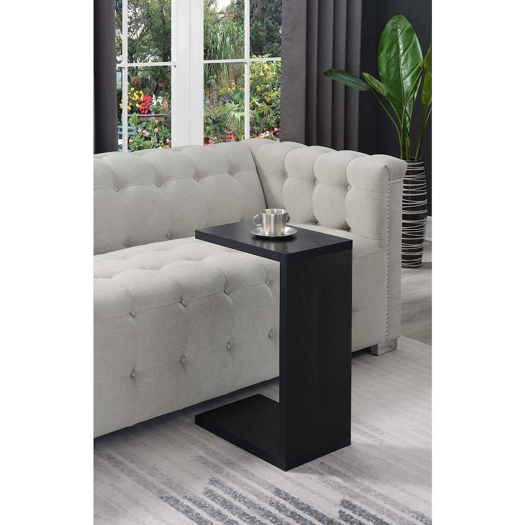 Practical C End Table with Minimalist Frame, Durable Woodgrain Top and Compact Sofa Side or Chairside Placement - 18