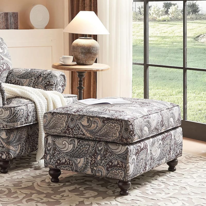 Morden Fort Classical Paisley Print Cocktail Rectangular Ottoman