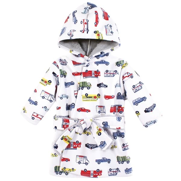 slide 1 of 1, Hudson Baby Boys Mink with Faux Fur Lining Pool and Beach Robe Cover-ups, Going Places 0-6 Months - Going Places
