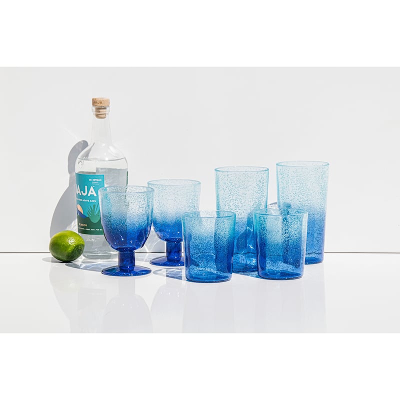 Abode Homewares Oceanic Ombre Acrylic Drinking Glass - Blue - 12.4 oz - Set of 6