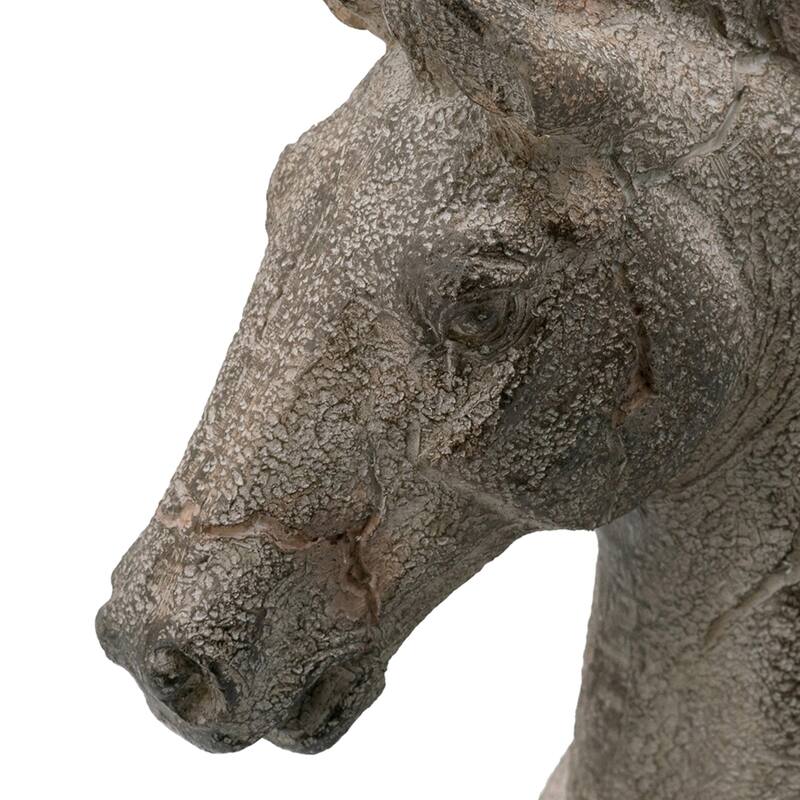 Antique Style Horse Statue on Stand - 17" - Gray