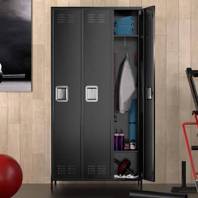 3 Doors Steel Storage Locker Cabinet for Home, Office - N/A