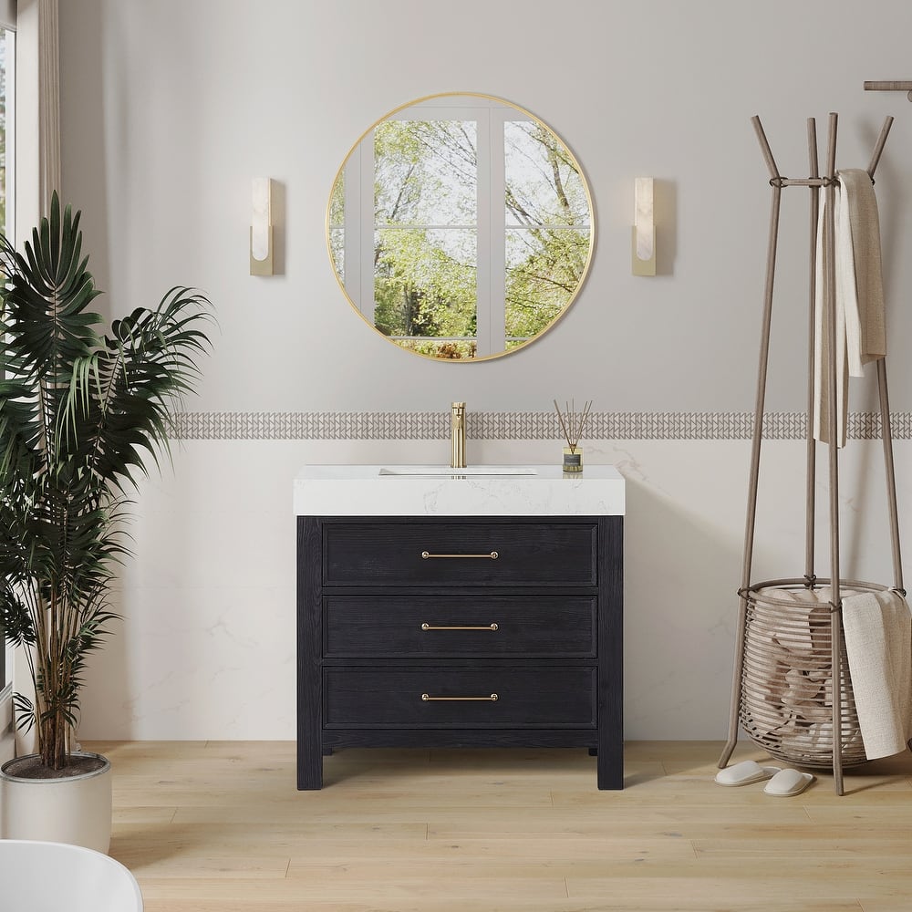 Leon 36 in. Single Bathroom Vanity with Composite Stone Top