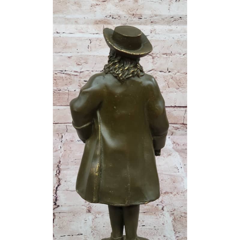 Bronze Historical Figure William Penn Statue With Hat On Marble Base Home Decor