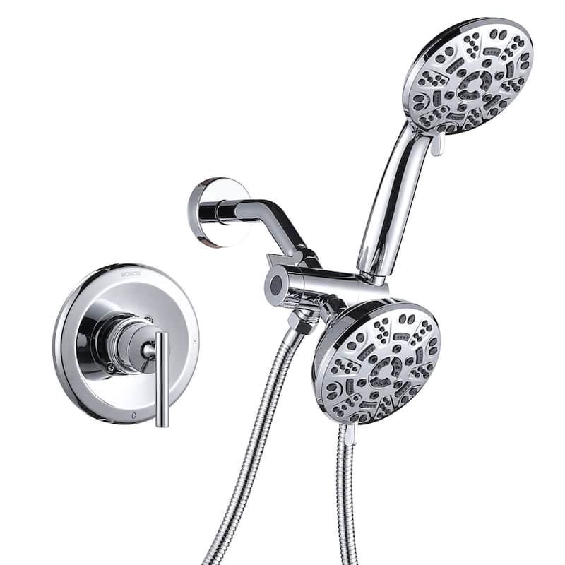 WOWOW Single-Handle 7-Spray Dual Shower Head Shower Faucet - Polished Chrome