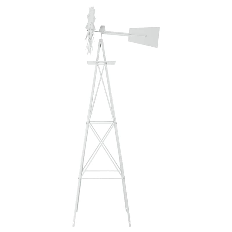 8 Foot Decorative Steel Windmill for Garden Lawn Patio Outdoor Decor Functional Wind Direction Indicator Weather Resistant