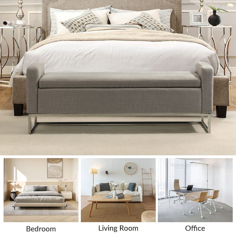 Diana Modern Upholstered Filp-Top Storage Bench with Sturdy Metal Legs