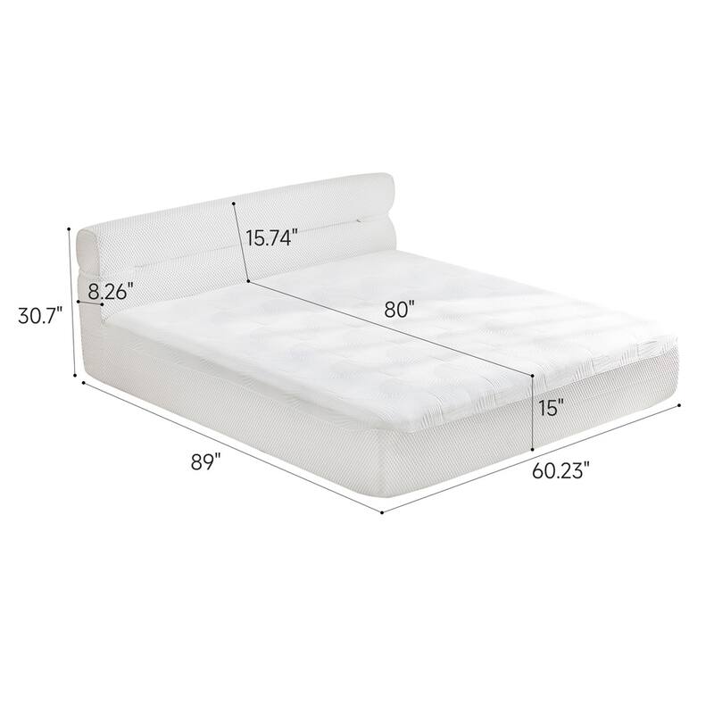 Homy Casa All in One Bed, Mattress + Frame, Cool Ice Silk Stretch Fabric, Motion Isolation, No Assembly, Full, Queen, King