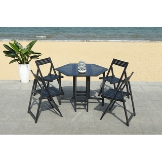 SAFAVIEH Outdoor Living Kerman Table And 4 Chairs Black Chair