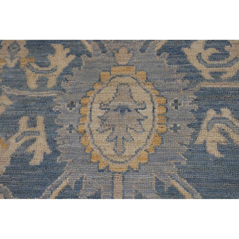 Blue Oushak Vegetable Dye Area Rug Handmade Wool Carpet - 8'2"x 10'0"