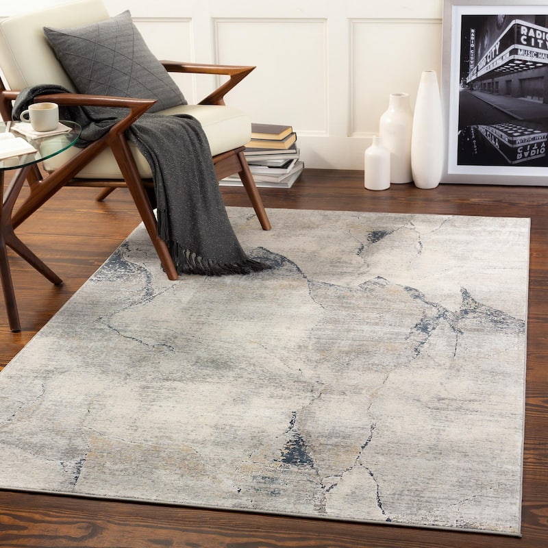 Kragg Mid-Century Abstract Area Rug - 12' x 15' - Charcoal