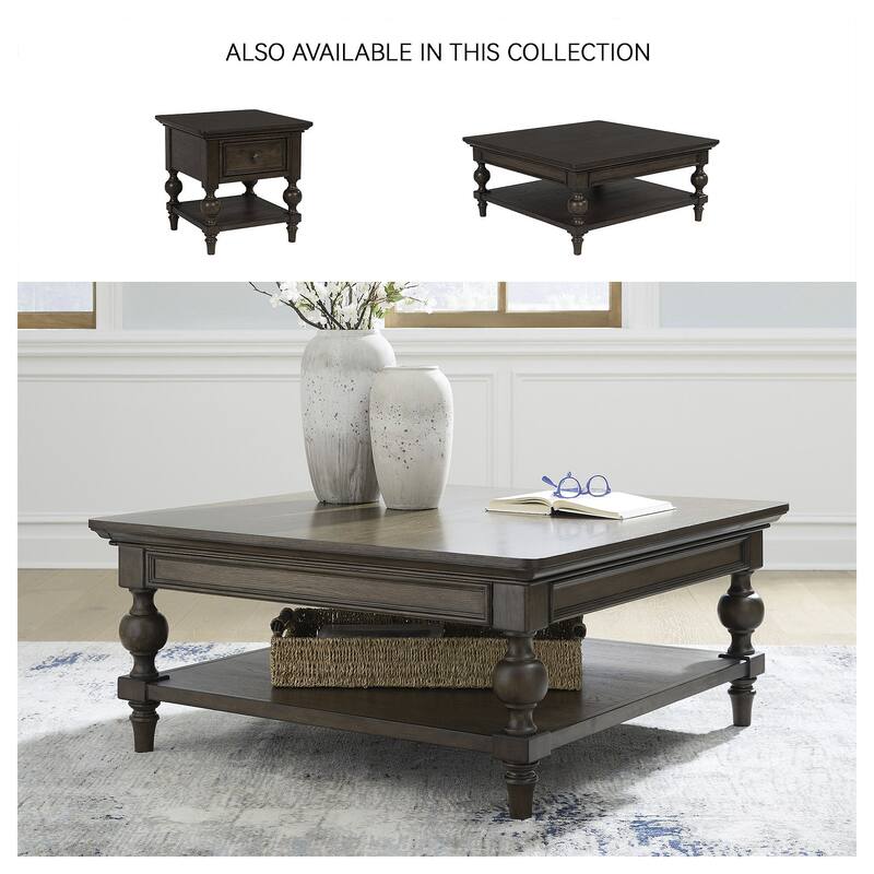 Signature Design by Ashley Veramond Dark Brown Square Cocktail Table - 42" W x 42" D x 18.63" H