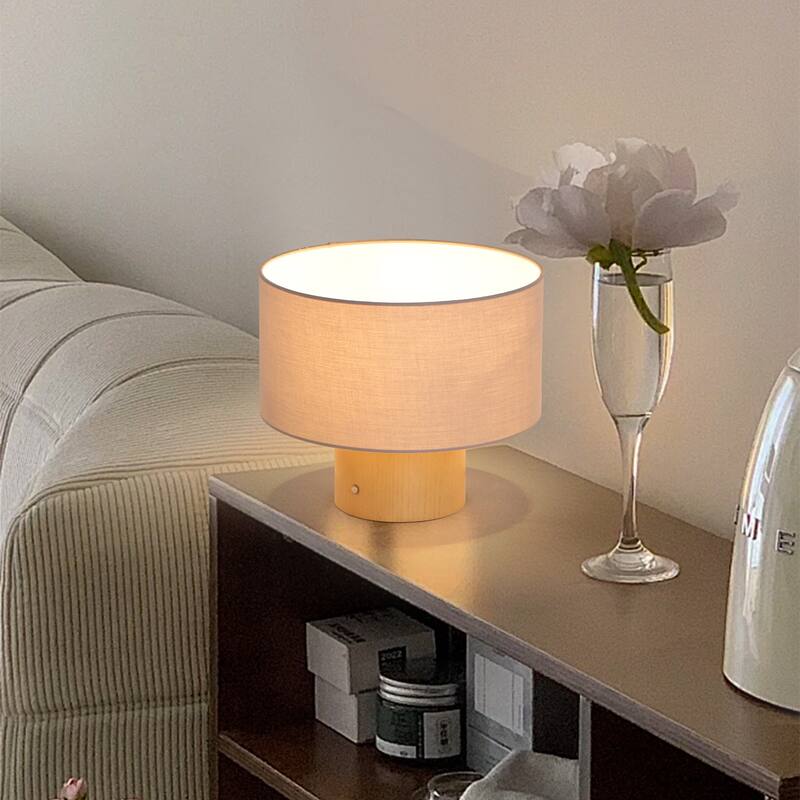 10 in. Modern Small Table Lamp with Corduroy Shade and Touch Switch for Kid Room, Living Room