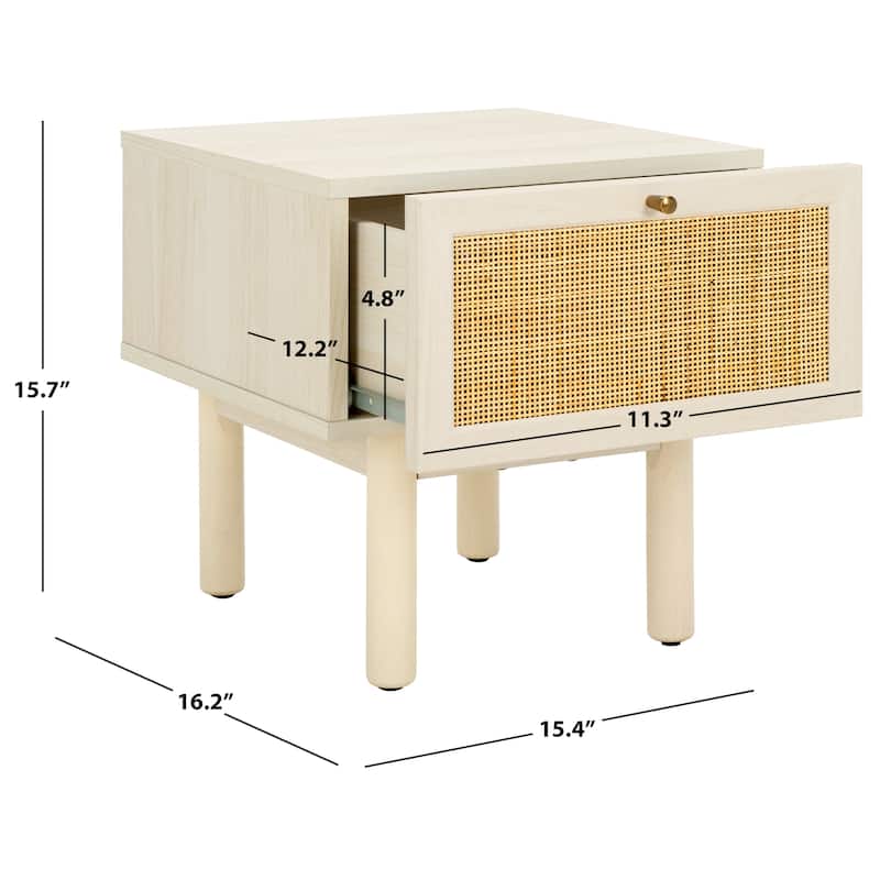 SAFAVIEH Home Aino 1 Drawer Nightstand. - Bleached White/Natural.