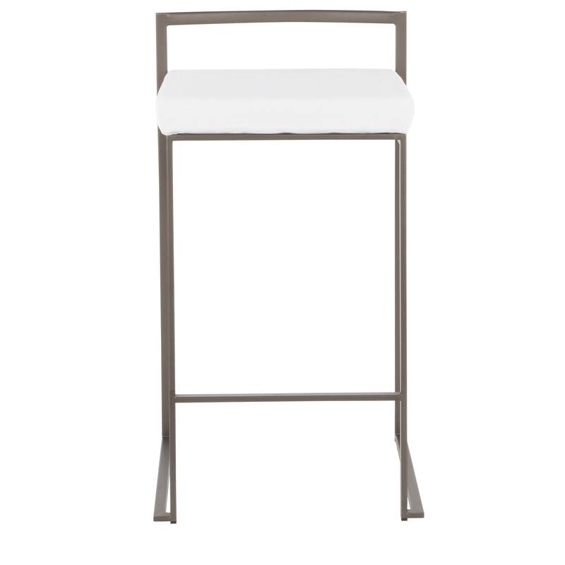 Carbon Loft Forrest Industrial Antique Stackable Counter Stool (Set of 2) - White Velvet